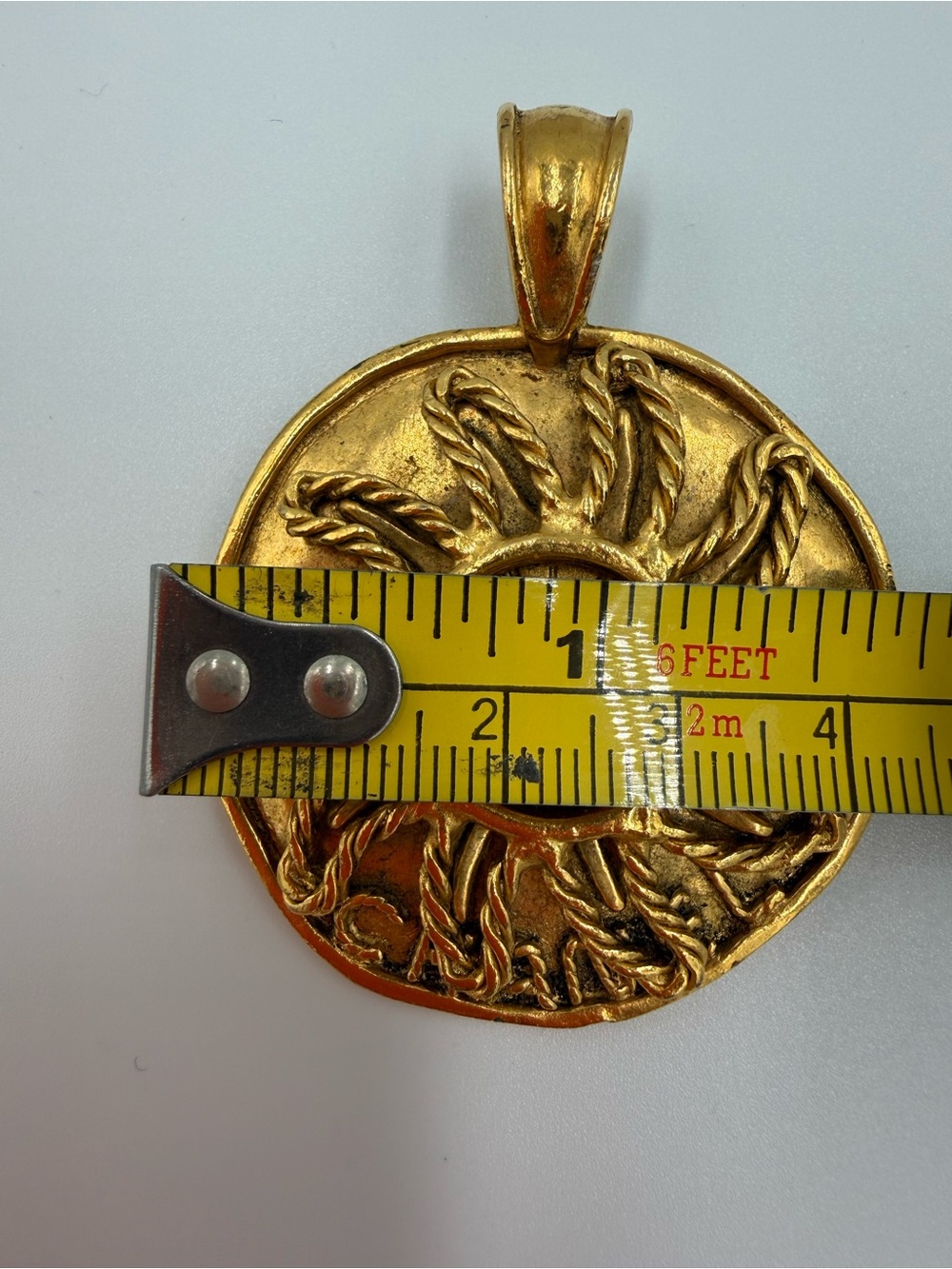 CHANEL Gold-Tone Sunburst CC Medallion Necklace Pendant - Picture 5 of 6